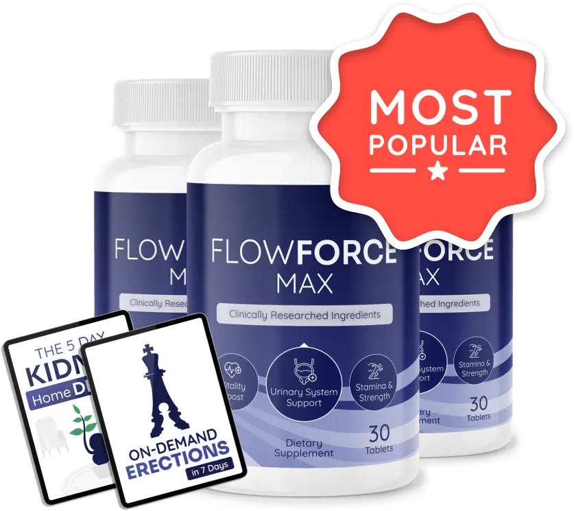 Three bottles of FlowForce Max chewables