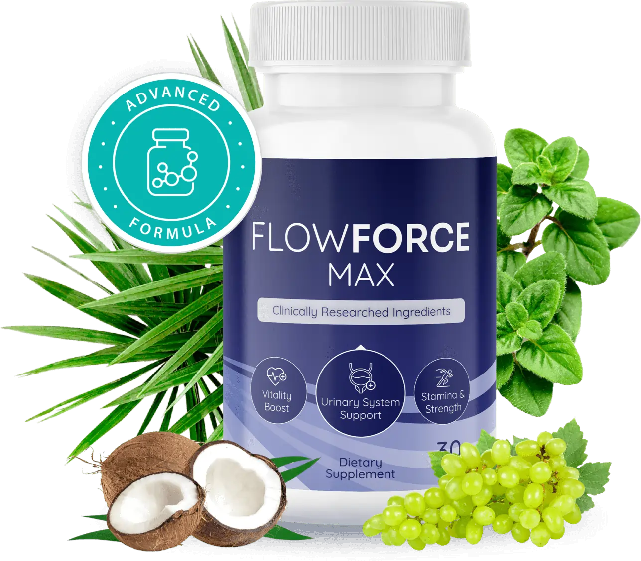 Bottles of FlowForce Max chewable supplement