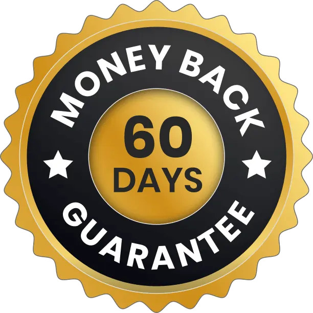 Official 60 day iron clad money back guarantee seal